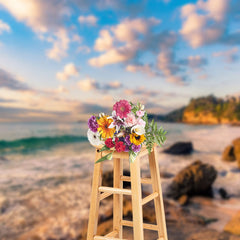 Lofaris Seaside Reef Mountain Blue Sky Cloud Summer Backdrop