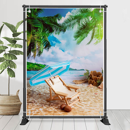 Lofaris Seaside Tropical Beach Chair Photo Summer Backdrop
