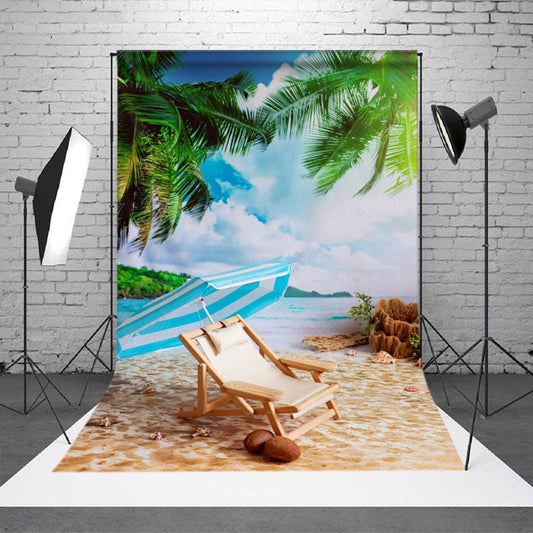 Lofaris Seaside Tropical Beach Chair Photo Summer Backdrop