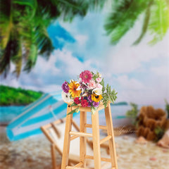 Lofaris Seaside Tropical Beach Chair Photo Summer Backdrop