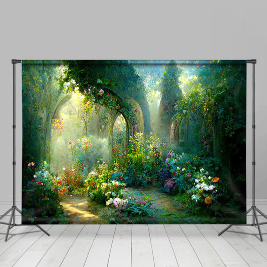 Lofaris Secret Colorful Greenery Garden Flower Arch Backdrop