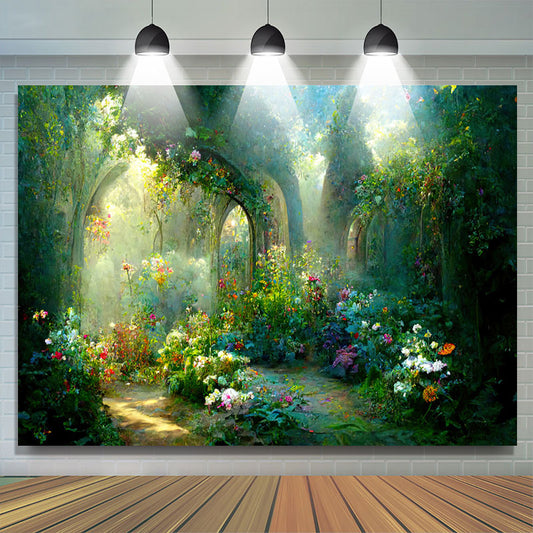 Lofaris Secret Colorful Greenery Garden Flower Arch Backdrop