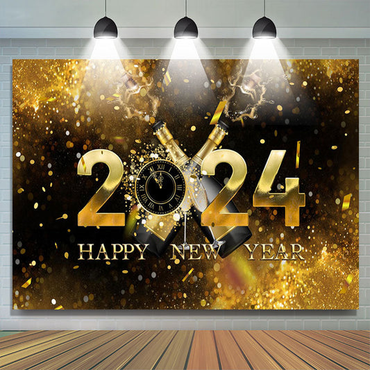 Lofaris Sequin Champagne Bokeh 2024 Happy New Year Backdrop