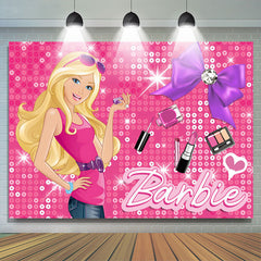 Lofaris Sequin Sparkling Blonde Girl Pink Party Backdrop