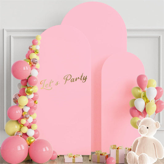 Lofaris Set of 3 Pink Spandex Fitted Wedding Arch Cover
