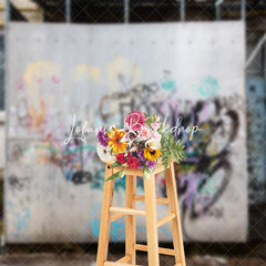 Lofaris Shabby Grey Graffiti Wall Backdrop For Photo Shoot