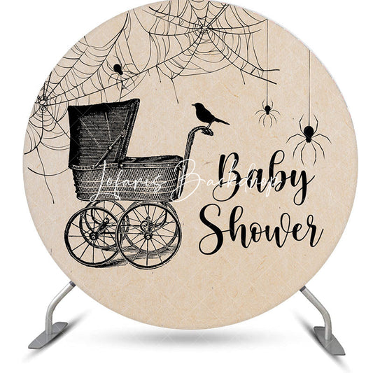 Lofaris Shabby Spider Stroller Round Baby Shower Backdrop