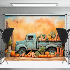 Lofaris Shabby Truck Pumpkin Carrots Easter Photo Backdrop