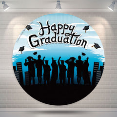 Lofaris Shadow Blue Sky Round Happy Graduation Backdrop Cover