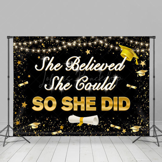 Lofaris She Believed Could So Did Graduation Backdrop