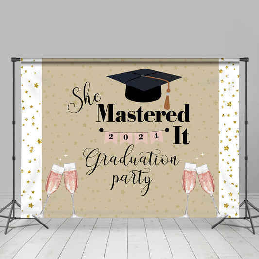Lofaris She Mastered It Graduation Party 2024 Backdrop