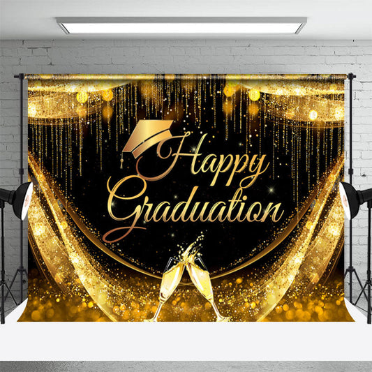 Lofaris Shining And Grand Black Gold Graduation Backdrop