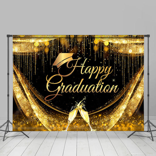 Lofaris Shining And Grand Black Gold Graduation Backdrop