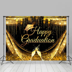 Lofaris Shining And Grand Black Gold Graduation Backdrop