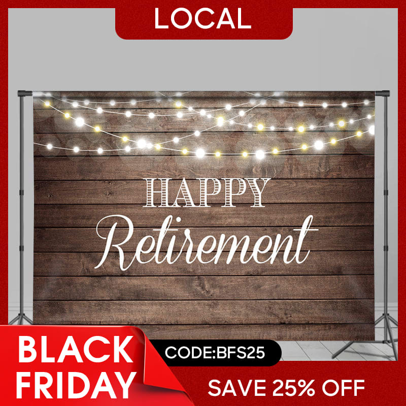 Lofaris (7 Day Delivery) Shinning Lights Wooden Happy Retirement Backdrop