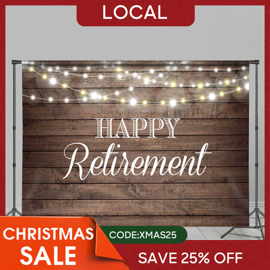 Lofaris (7 Day Delivery) Shinning Lights Wooden Happy Retirement Backdrop