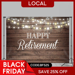 Lofaris (7 Day Delivery) Shinning Lights Wooden Happy Retirement Backdrop