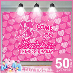 Lofaris (Ship In 24HR) Come On Pink Hearts Girls Birthday Party Backdrop