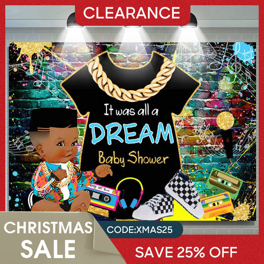 (Ship In 24HR) Hip Hop Graffiti Wall A Dream Baby Shower Backdrop