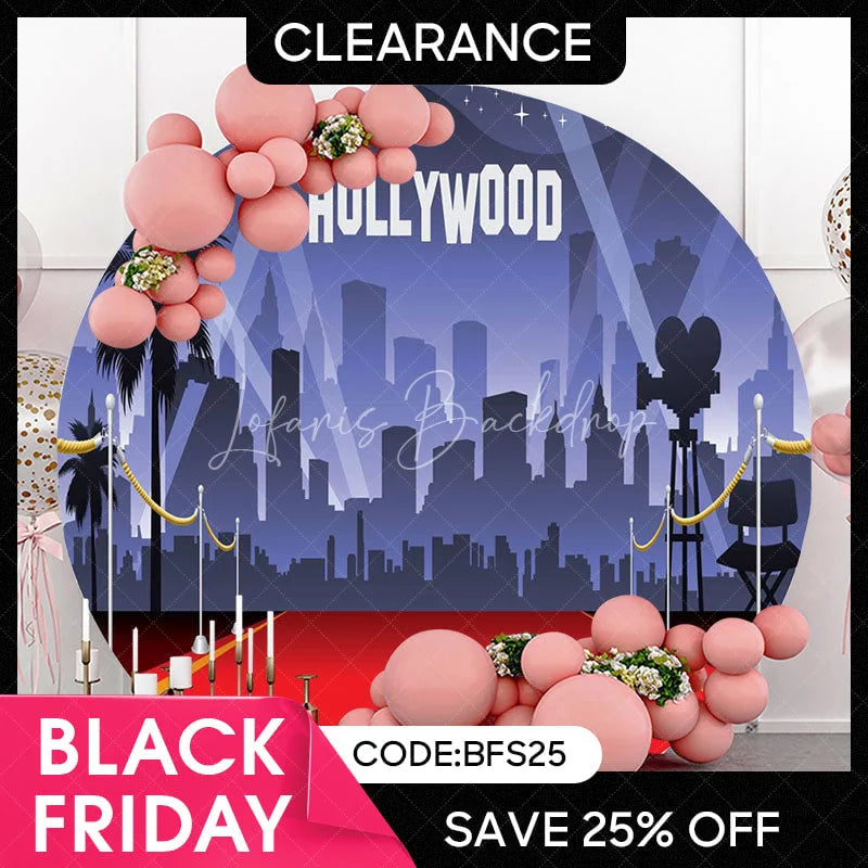 Lofaris (Ship In 24HR) Hollywood Night City Grand Stage Round Party Backdrop
