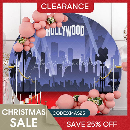 Lofaris (Ship In 24HR) Hollywood Night City Grand Stage Round Party Backdrop