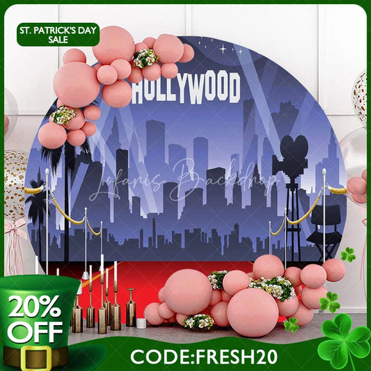 Lofaris (Ship In 24HR) Hollywood Night City Grand Stage Round Party Backdrop