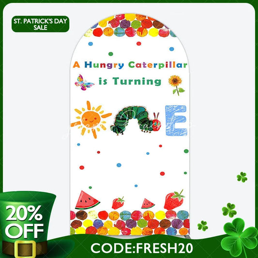 Lofaris Colorful Cute Caterpillar One Birthday Arch Backdrop