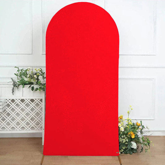 (Ship In 24HR) Red Spandex Fit Round Top Backdrop Wedding Arch Cover