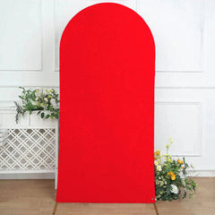 (Ship In 24HR) Red Spandex Fit Round Top Backdrop Wedding Arch Cover