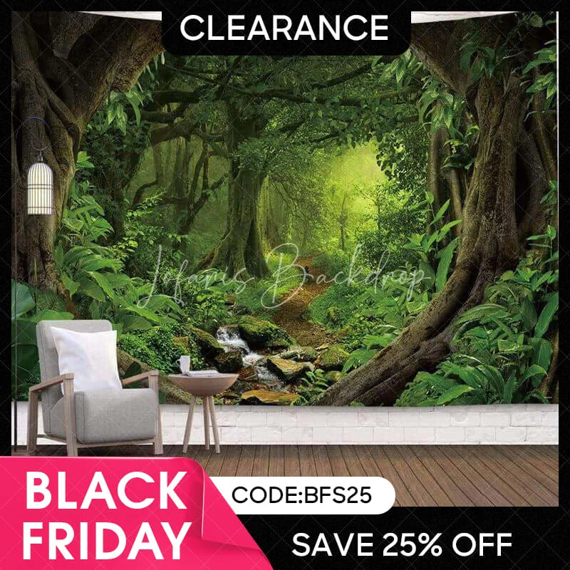 Lofaris (Ship In 24HR) Green Nature Forest 3D Printed Landscape Wall Tapestry