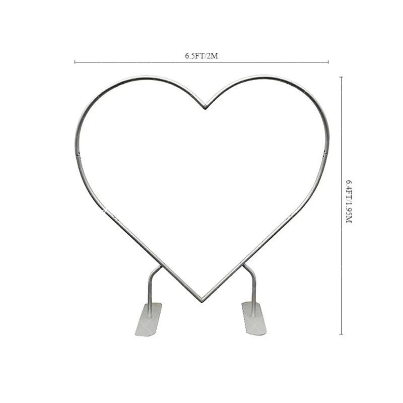 Lofaris Silver 6.5X6.4FT Heart Shape Balloon Flower Arch Frame