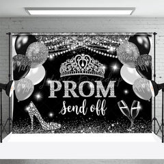 Lofaris Silver Balloon Crown Diamond Graduation Backdrop