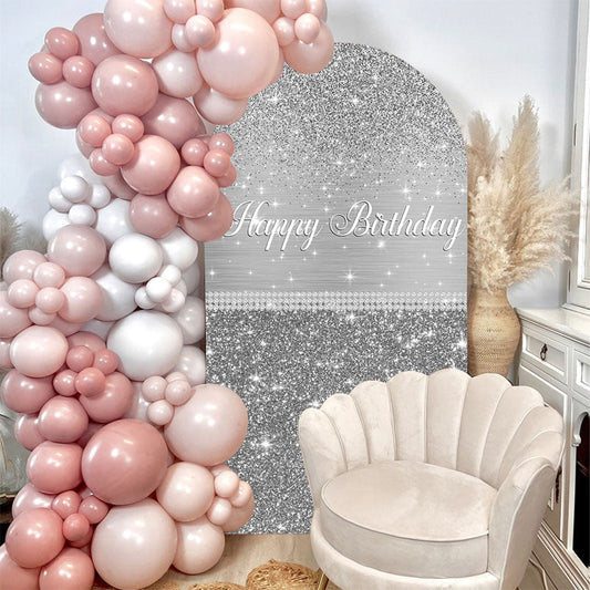 Lofaris Silver Birthday Party Double Sided Arch Backdrop