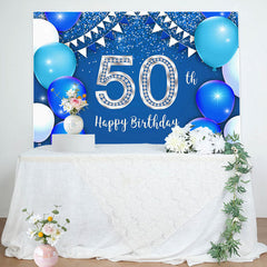 Lofaris Silver Blue Balloons 50th Birthday Party Backdrop