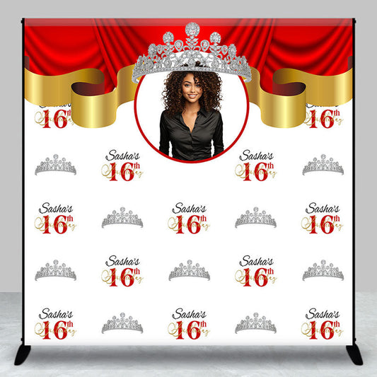 Lofaris Silver Crown Custom Photo Birthday Repeat Backdrop