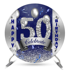 Lofaris Silver Diamond Balloons 50th Birthday Round Backdrop