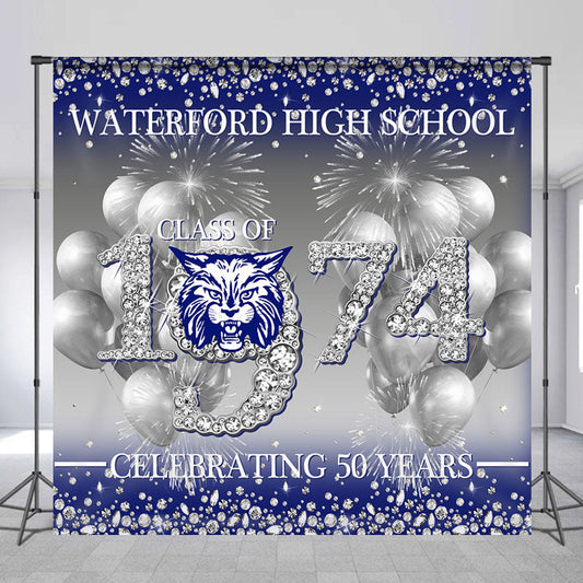 Lofaris Silver Diamonds Balloons Custom Class Reunion Backdrop