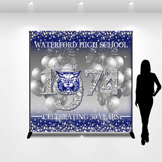 Lofaris Silver Diamonds Balloons Custom Class Reunion Backdrop