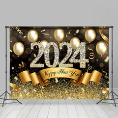 Lofaris Silver Glitter 2023 And Balloon Happy New Year Backdrop