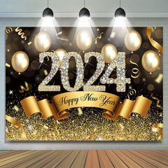 Lofaris Silver Glitter 2023 And Balloon Happy New Year Backdrop