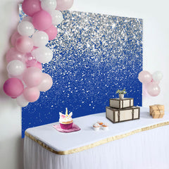 Lofaris Silver Glitter Sequin Blue Happy Birthday Backdrop