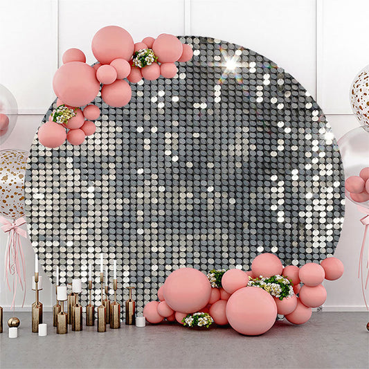 Lofaris Silver Glitter Sequins Backdrop For Disco Dance Party