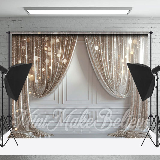 Lofaris Silver Glitter White Retro Wall Backdrop For Photo