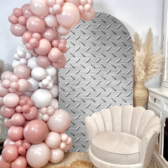 Lofaris Silver Metal Texture Happy Birthday Arch Backdrop