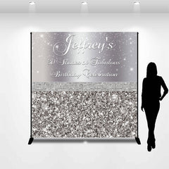 Lofaris Silver Sequin Diamonds Custom 30th Birthday Backdrop