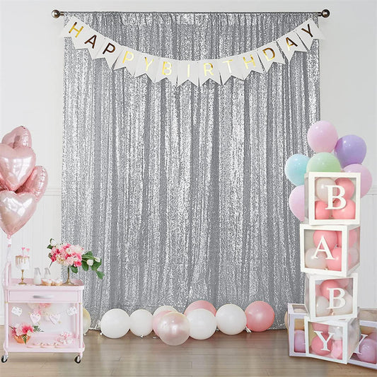 Lofaris Silver Sequin Photography Backdrop for Event Decor
