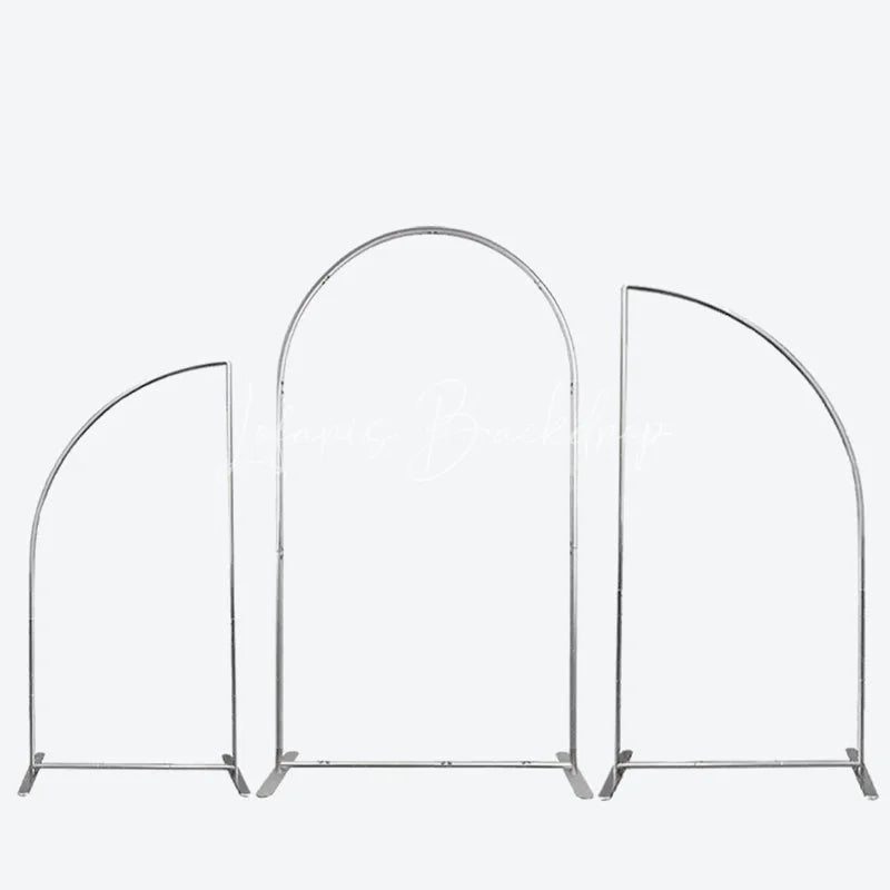 Lofaris Silver Half Moon Arched Backdrop Stands 3 Piece Set Wedding Party Ceremony Decor