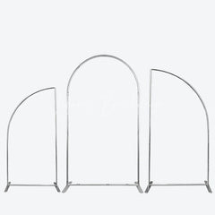 Lofaris Silver Half Moon Arched Backdrop Stands 3 Piece Set Wedding Party Ceremony Decor