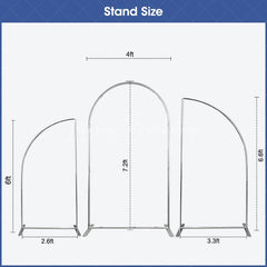 Lofaris Silver Half Moon Arched Backdrop Stands 3 Piece Set Wedding Party Ceremony Decor