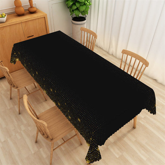 Lofaris Simple Black And Gold Glitter Rectangle Tablecloth